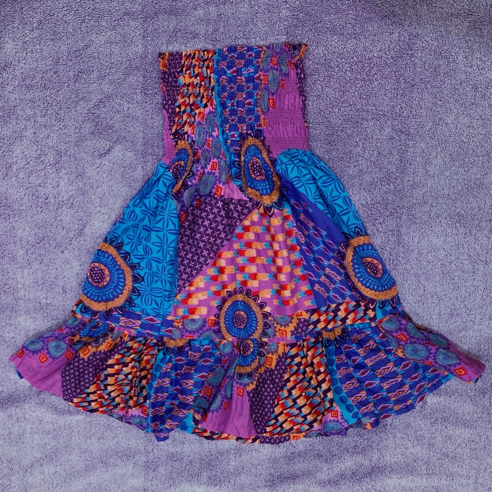 Strapless Paisley Print Sundress | Size XS